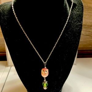 Girls Pink owl necklace